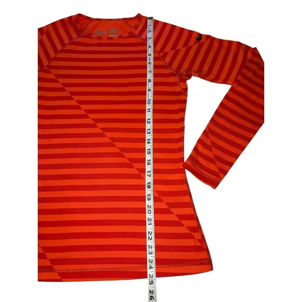 Nike Pro orange striped fitted long sleeve shirt - S